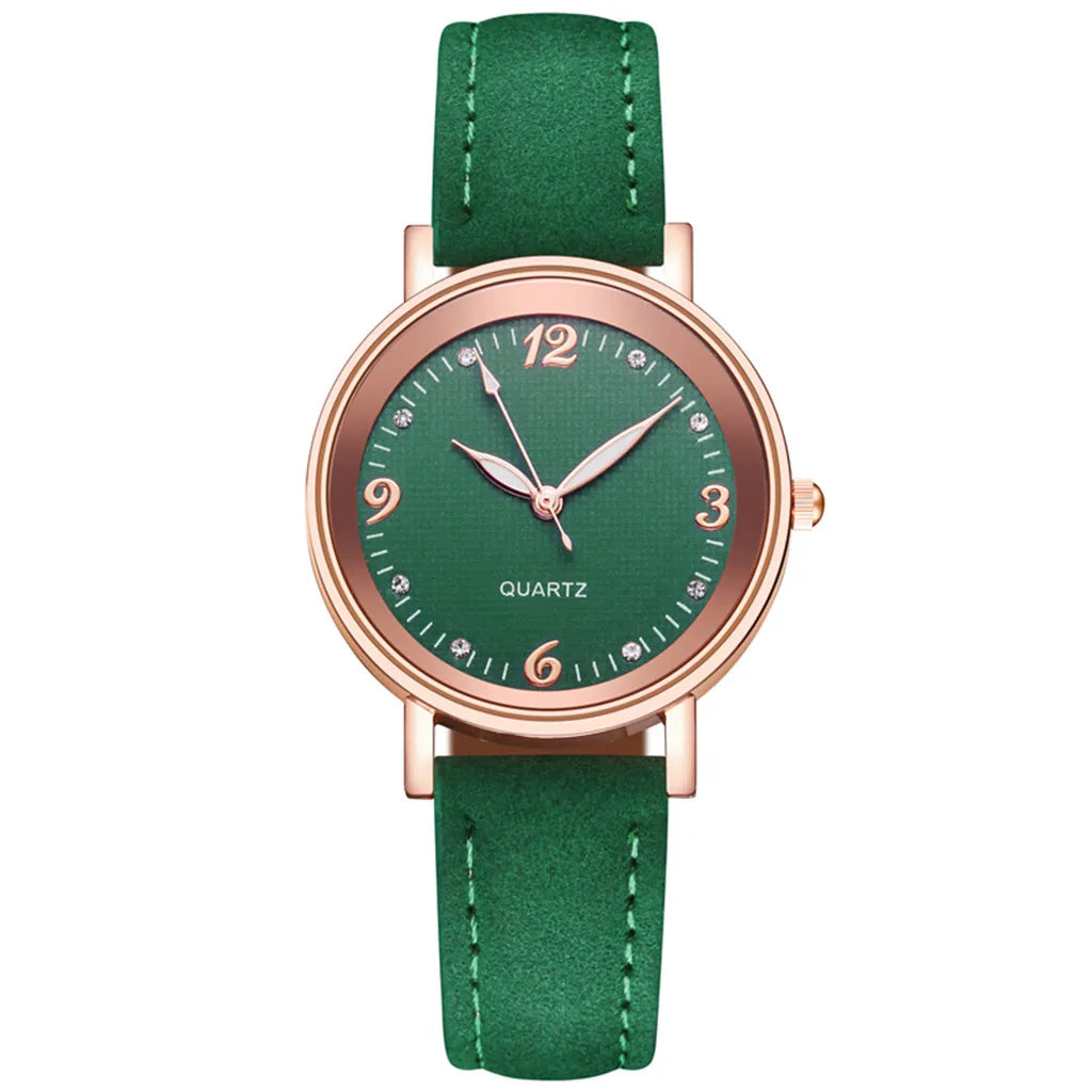 Luxury Bracelet Watch Women's Rose Gold Stainless Alloy Quartz Watches Simple Style Leather Strap Wrist Watch Luminous Watches