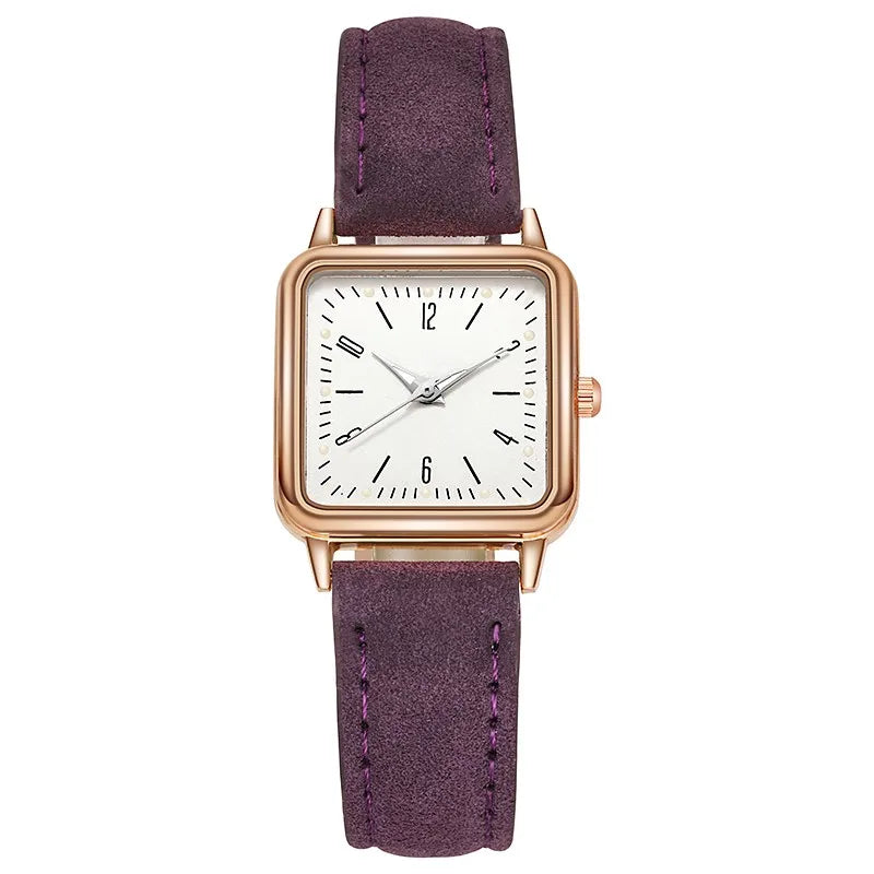 2023 New A Fashion Women Watch Leather Strap Casual Watch Wrist Square Dial Case Lady Watches Wristwatch Clock Gift