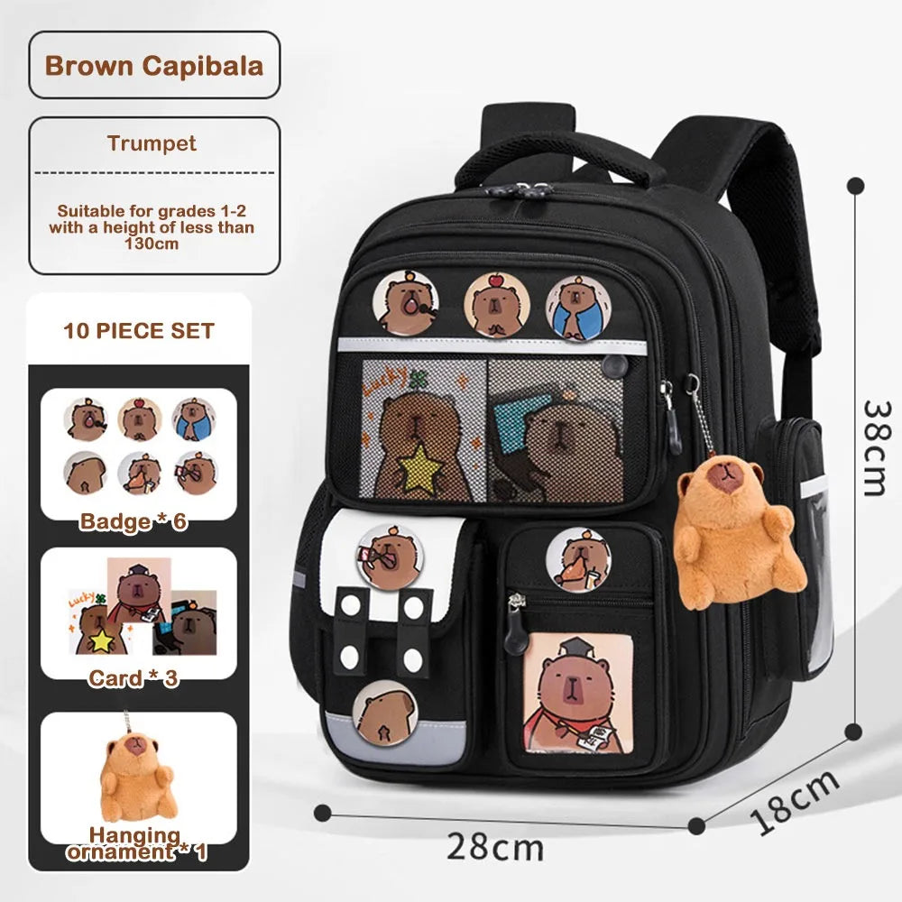 Waterproof Capybara Backpack Large Capacity Alleviate Burden School Bag Protecting Spine Widen Straps Backpack for Students