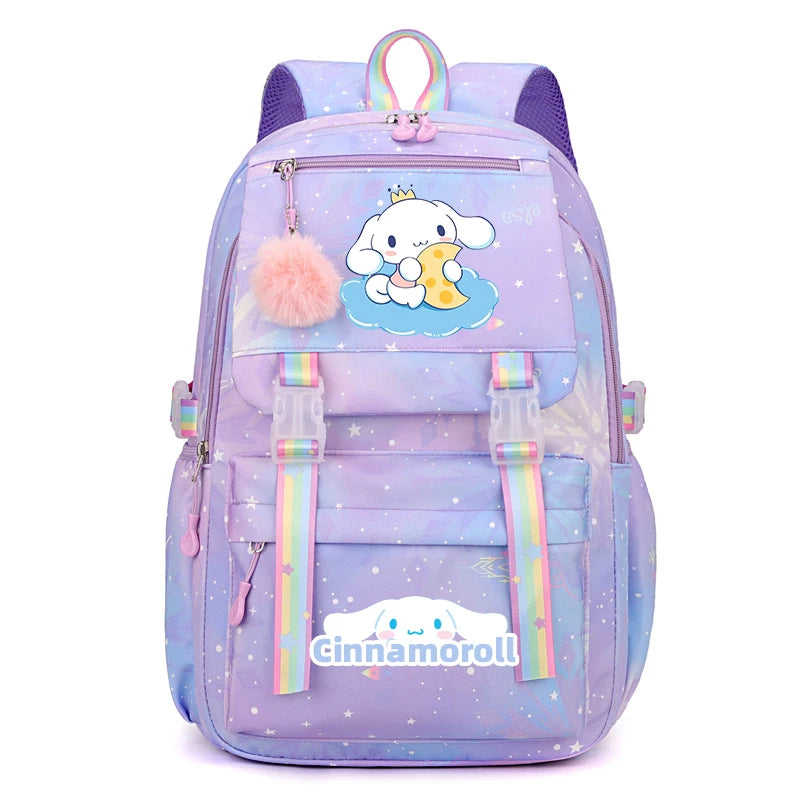 Kuromi & Cinnamoroll Large Capacity Backpack, Lightweight Cute Daypack, Cartoon Schoolbag, Girl Casual Travel Commute Knapsack