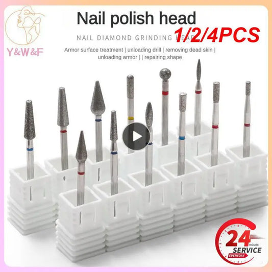 1/2/4PCS Inverted Cone Russian Cuticle Bit 2.5*2.5mm Nail Drill Bits Electric Manicure Drill Rotary Burr Nails