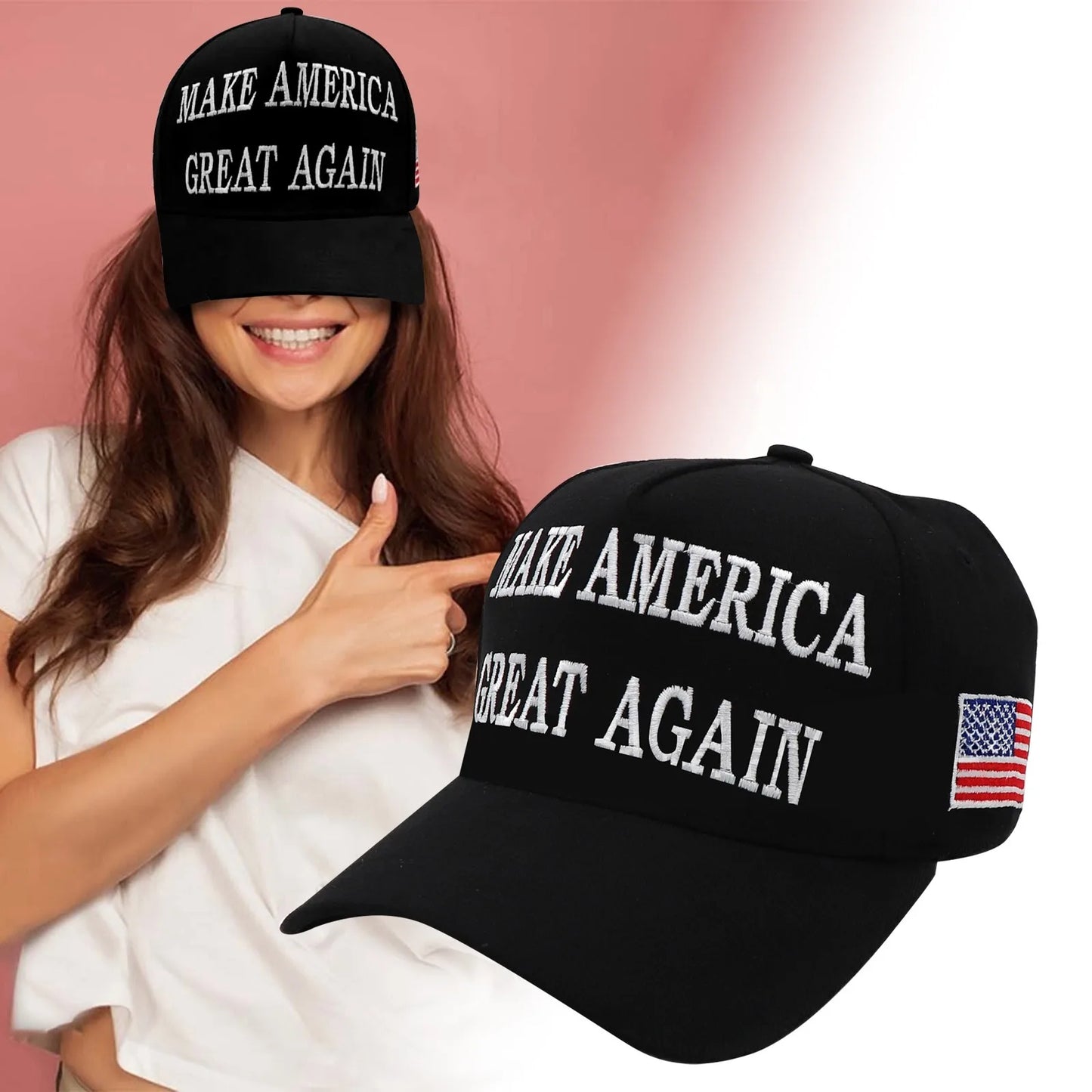 MAGA Baseball Hat 2024 Republican Trump Make America Great Again Hat Red Black White Peaked Cap Fashion Clothes Accessories