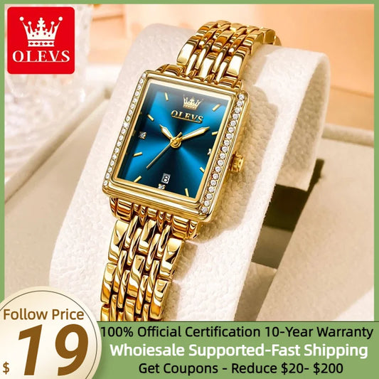 OLEVS Elegant Women's Watch Top Fashion Business Waterproof Stainless Steel Diamond Quartz Watch Luxury Original Women's Watch