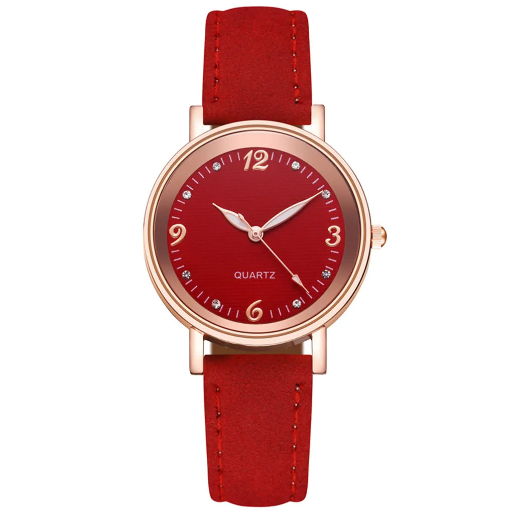 Luxury Bracelet Watch Women's Rose Gold Stainless Alloy Quartz Watches Simple Style Leather Strap Wrist Watch Luminous Watches