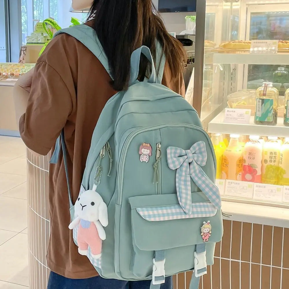 Fashion Bow Backpack Children's School Backpack Large Capacity Nylon School Bags Elementary School Book Bags Outdoor Travel Bag