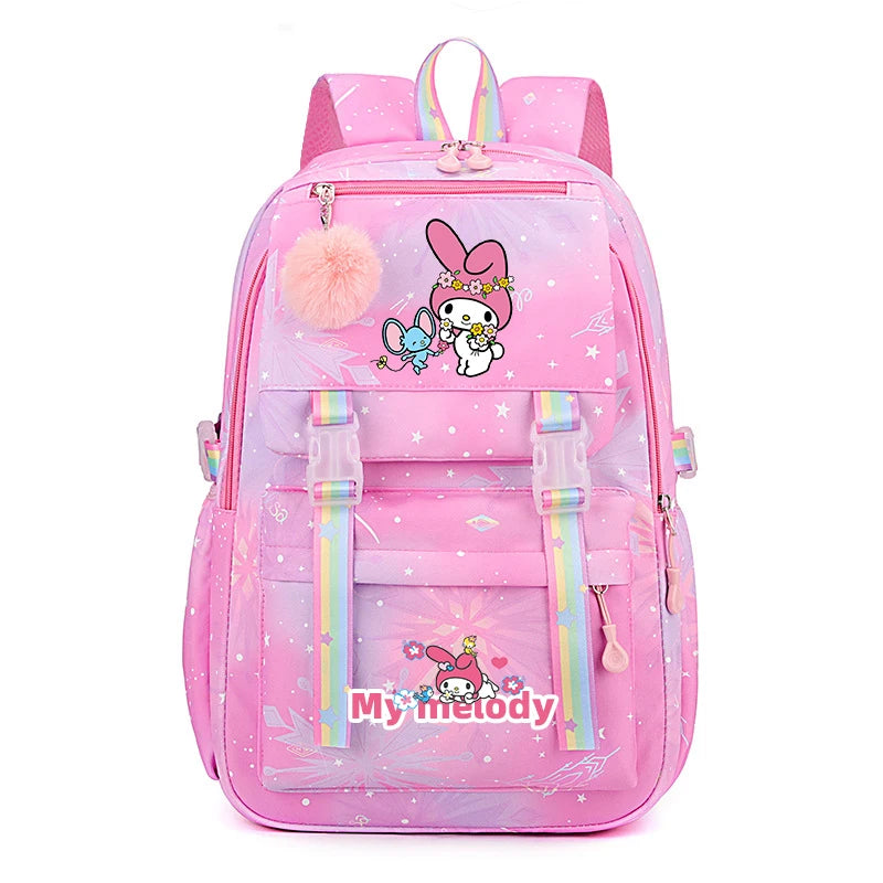 Kuromi & Cinnamoroll Large Capacity Backpack, Lightweight Cute Daypack, Cartoon Schoolbag, Girl Casual Travel Commute Knapsack