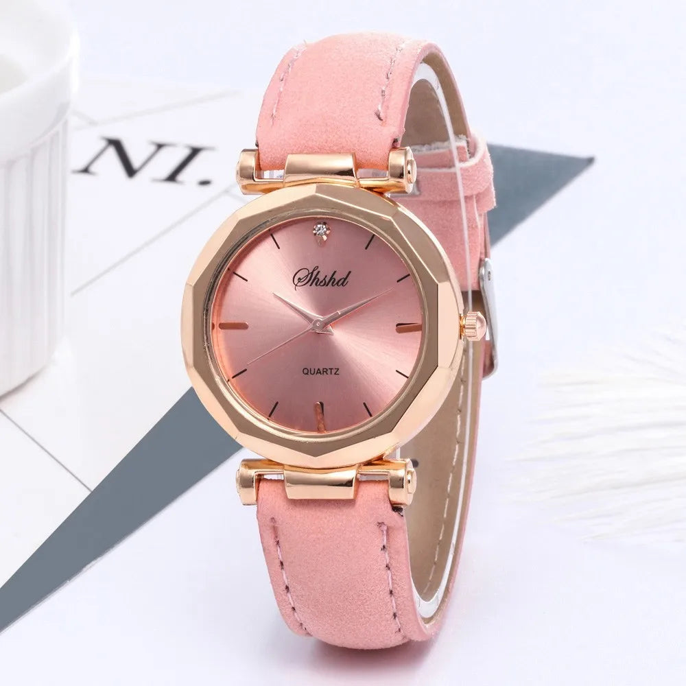 Leather Belt Elegant Wristwatch Analog Crystal Casual Fashion Quartz Watch Luxury Rhombus Design Ladies Watches Gift Reloj Mujer