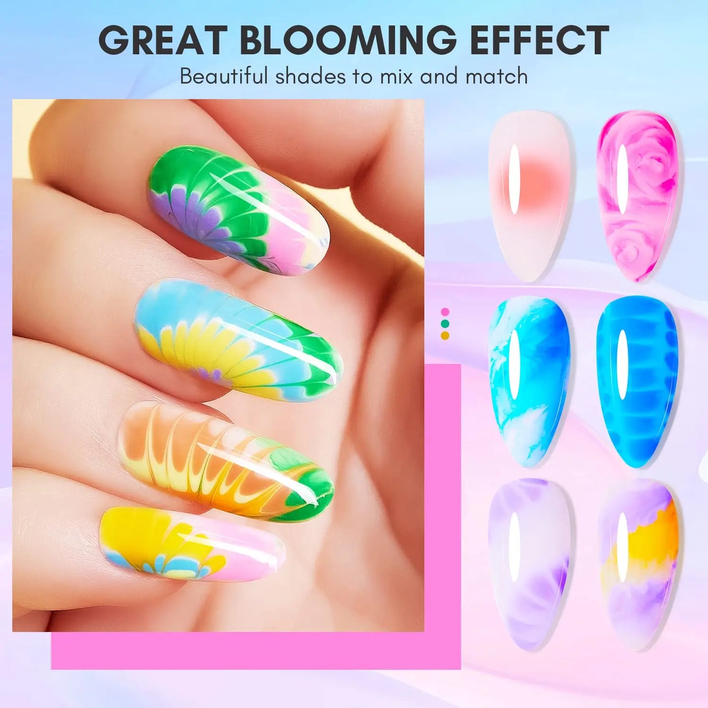 Makartt  Clear Blooming Gel, 15ml Soak Off Nail Lamp Gel Nail Polish Glossy Finish Long Lasting for Home Nail DIY Manicure