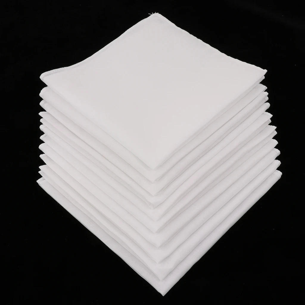 20/40pcs Plain Check Pocket Square White Cotton Handkerchiefs Mens Women White Hankies Wedding 11x11' Baby Kerchief Bibs