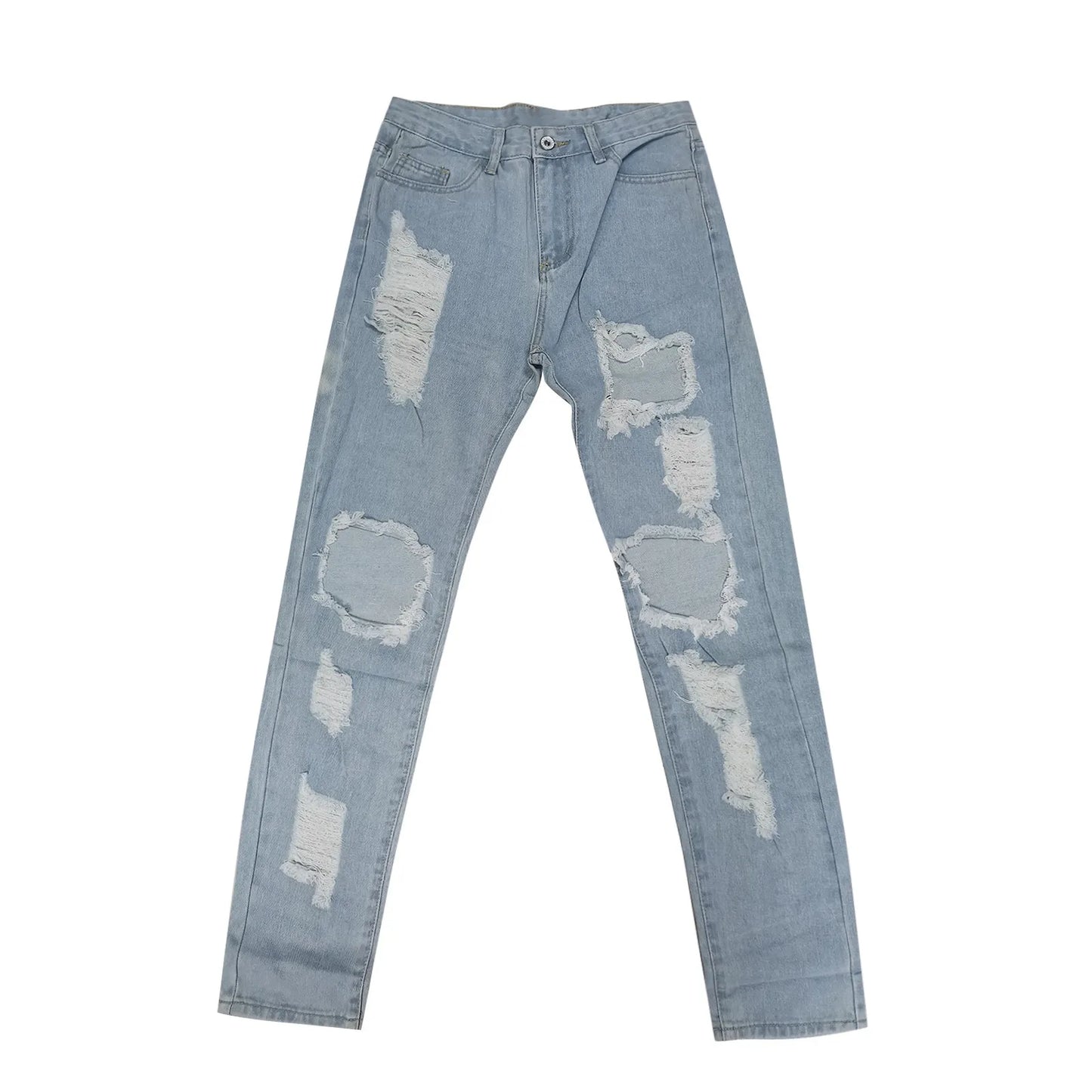 Hole Denim Women'S Jeans Buttocks Ripped Jeans Street Style Vertical Tube Denim Pants Frayed Tassel Ripped Jeans Japanese