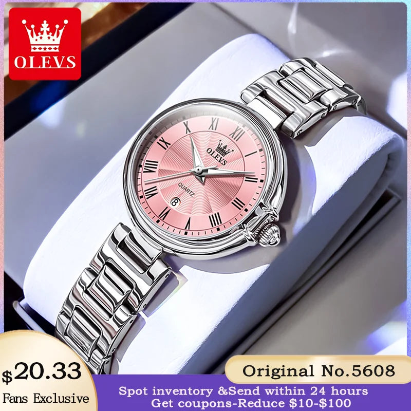 OLEVS 5608 Luxury Brand Women's Watch Classic Fashion Waterproof Luminous Calendar Watch Elegant Quartz Women Watch Reloj Hombre