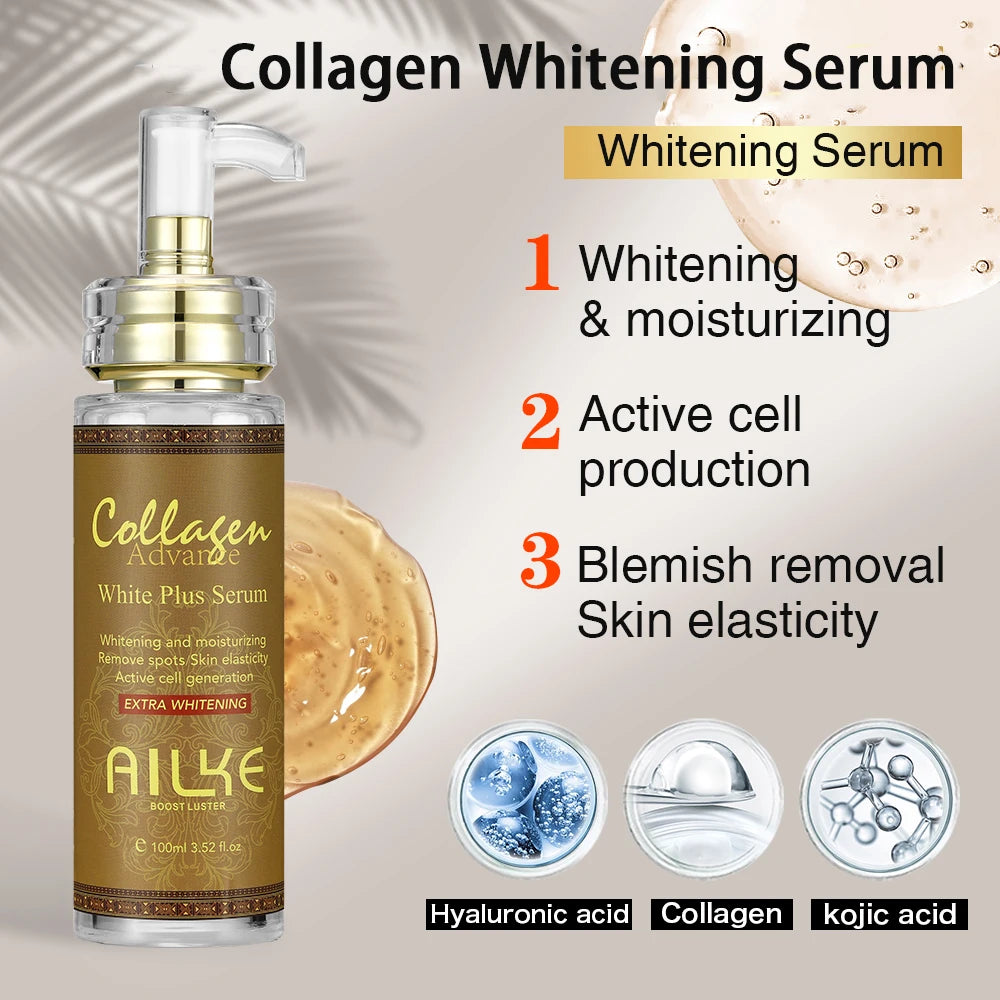 AILKE Hydrating & Brightening Serum for Dark Spots, Fine Lines and Wrinkles, With Collagen, Glutathione,Skin Rejuvenation Serum