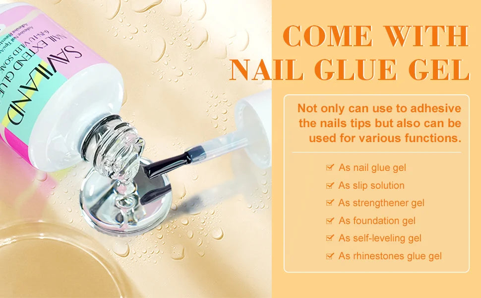 SAVILAND 500pcs Gel X Nail Kit For Extension Nail Tips Full Cover Press On Nails Sculpted Coffin Almond with UV LED Nail Lamp