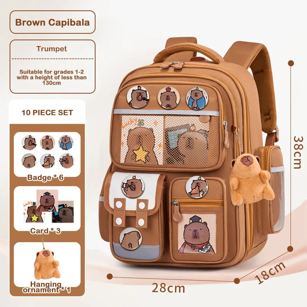 Waterproof Capybara Backpack Large Capacity Alleviate Burden School Bag Protecting Spine Widen Straps Backpack for Students