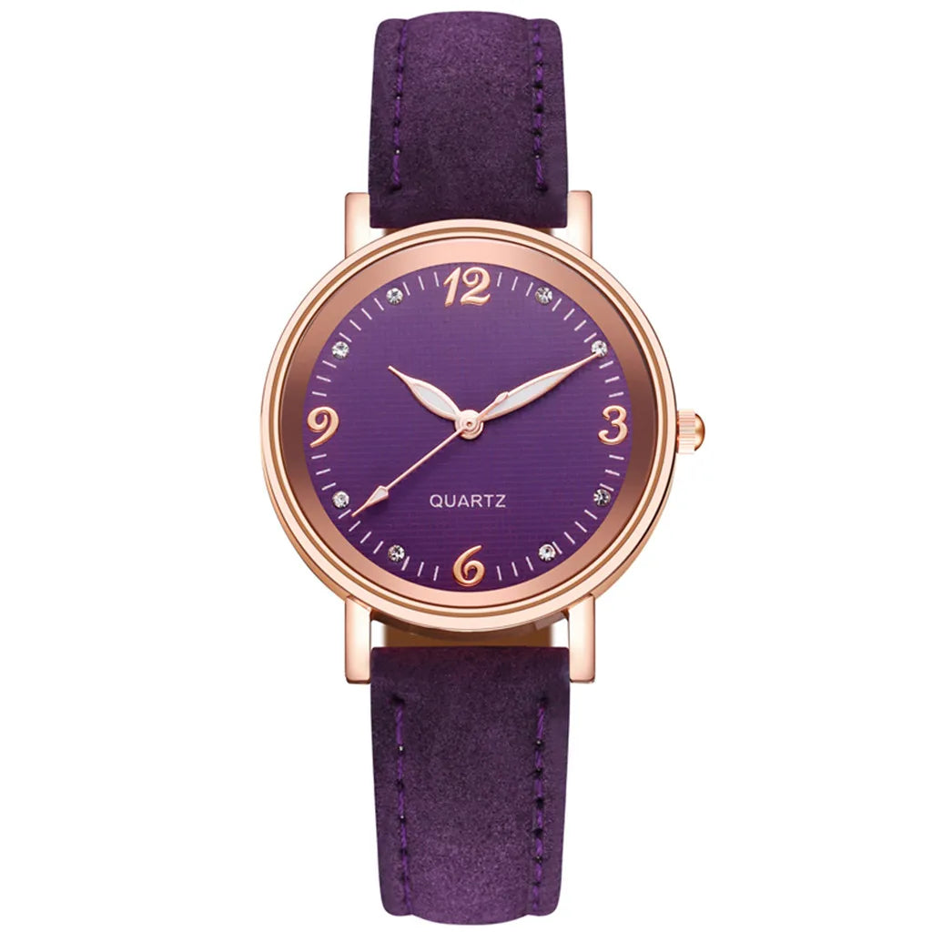 Luxury Bracelet Watch Women's Rose Gold Stainless Alloy Quartz Watches Simple Style Leather Strap Wrist Watch Luminous Watches