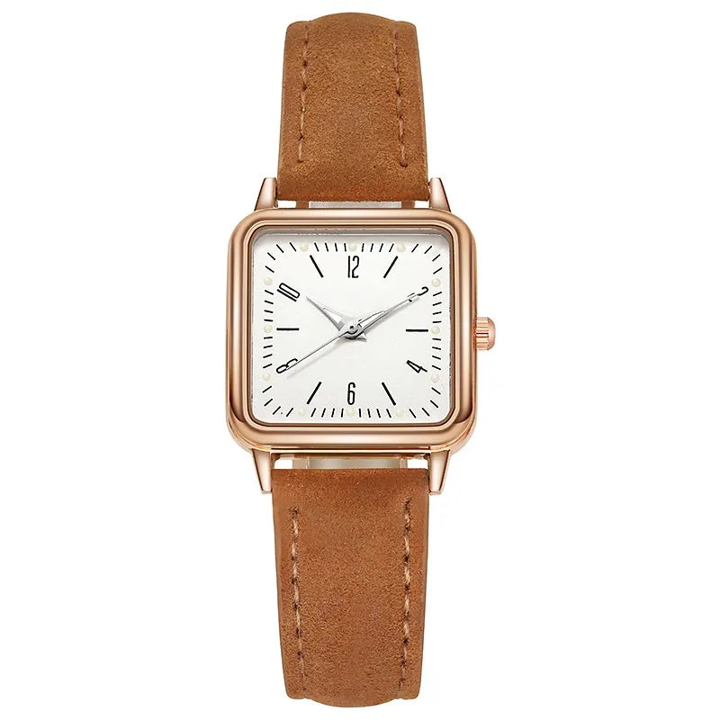 2023 New A Fashion Women Watch Leather Strap Casual Watch Wrist Square Dial Case Lady Watches Wristwatch Clock Gift