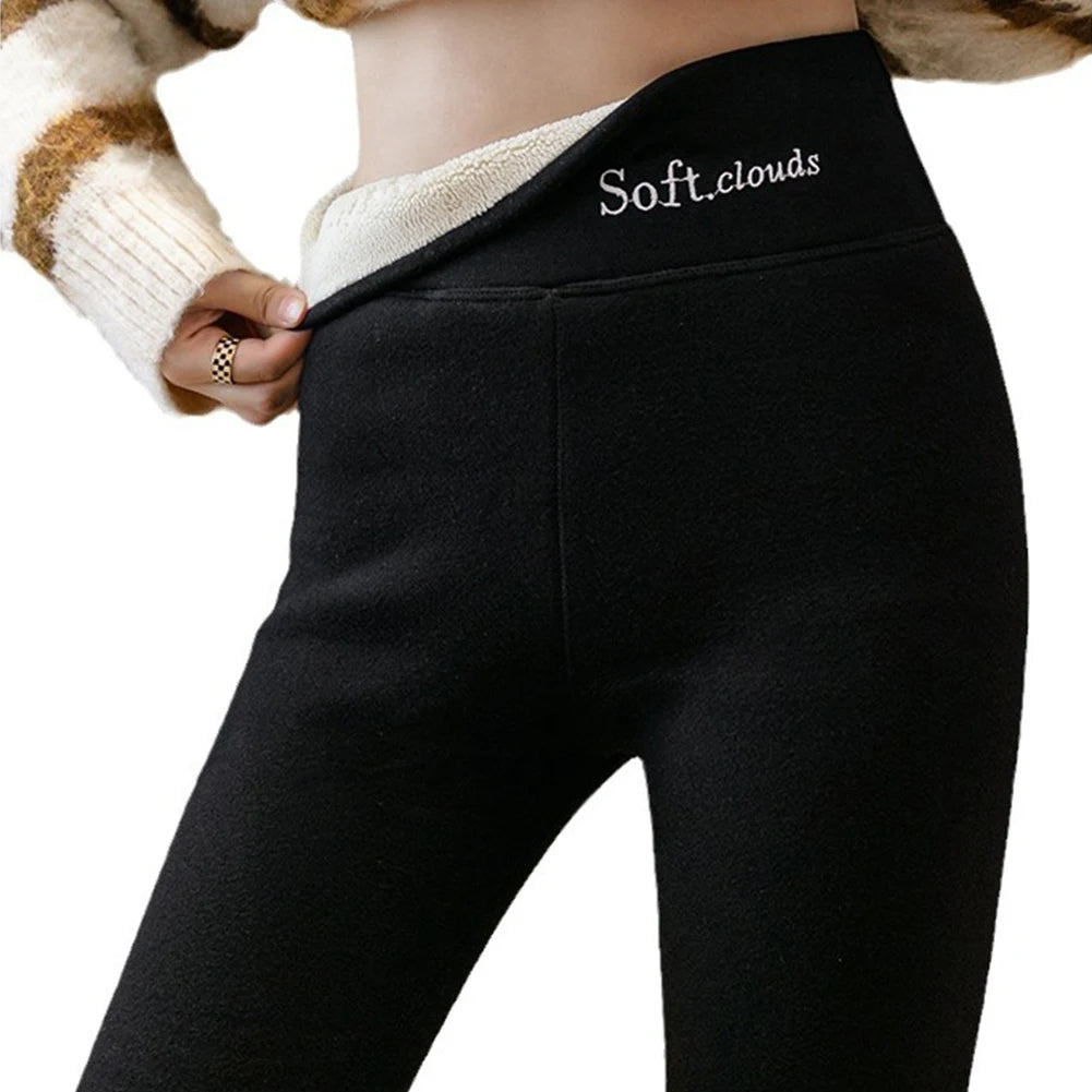 Fleece Lined Leggings High Waist Pantyhose Thickened Warm Legging Pants Solid Soft Clouds Fleece Leggings for Cold Weather